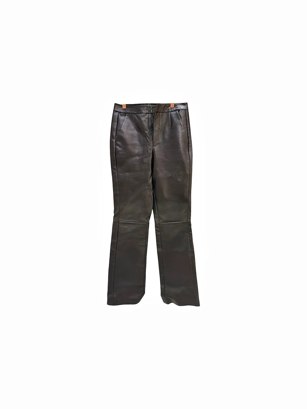 LAMARQUE Straight leg leather Pants in Black Waist 2
